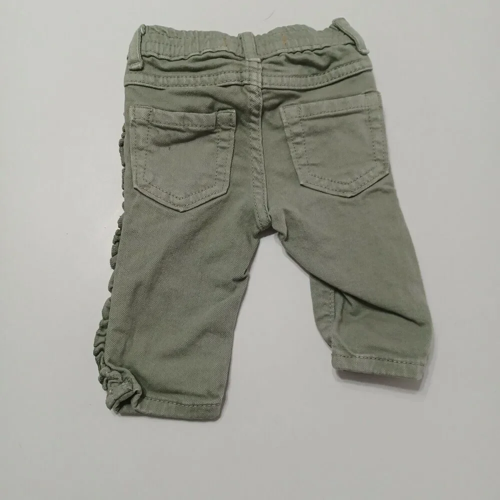 Gymboree Baby Toddler Girls 0-3M Skinny Leg Jeans Green‎ Stretch Pockets Denim